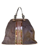 Bolso de Mano Archival Anya Hindmarch Pelo de Pantera Cabeza de Pantera De Colección Marrón Lazo Y2K