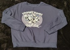 Womans Looney Tunes Gang Crewneck Sweatshirt Small Blue Pullover Cartoon Sweater