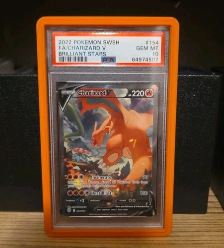 2022 Pokemon Sword & Shield Brilliant Stars #154 Charizard V PSA 10 w/guard