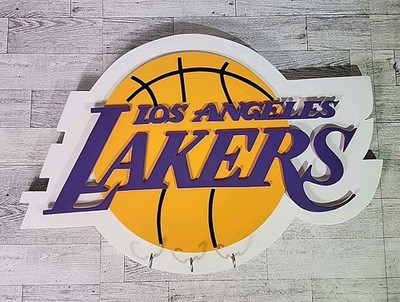 Vintage LA LAKERS Wood 3d Man Cave Office Wall Sign Decor Key Hanger 20'' Nba 