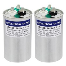 2PCS 70 5uF 70/5MFD 370V or 440V Dual Run Start Round UL Listed AC Capacitor...