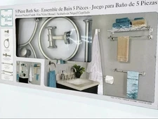 Sheffield Home Premium 5 Piece Bathroom Accessory Set in Brushed Nickel (Silver)