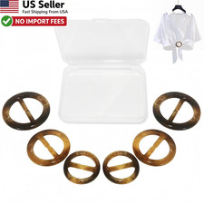 6 Pcs Resin Ring Scarf Clips T-Shirt Buckles Tortoise Shell Clothing 3 Sizes Box