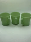 Vintage Fire-King Jadeite Green Milk Glass Coffee Mugs Set of 3 Oven Ware USA