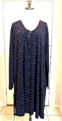 Ulla Popken Size 32/34 Black Purple Smudge Fingerprint Print Duster Cardigan