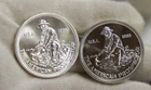 (2) 1985 Engelhard 1 oz Prospector Silver Rounds Nice Unc....