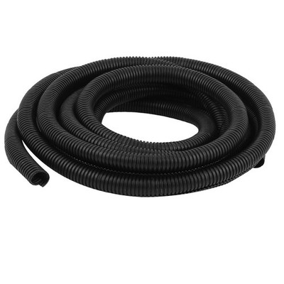 5 M 17 x 21.5 mm Plastic Split Corrugated Conduit Tube for Garden,Office Black