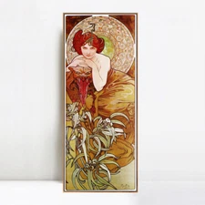 Framed Canvas Print Emerald by Alphonse Mucha Wall Art Home Decorations