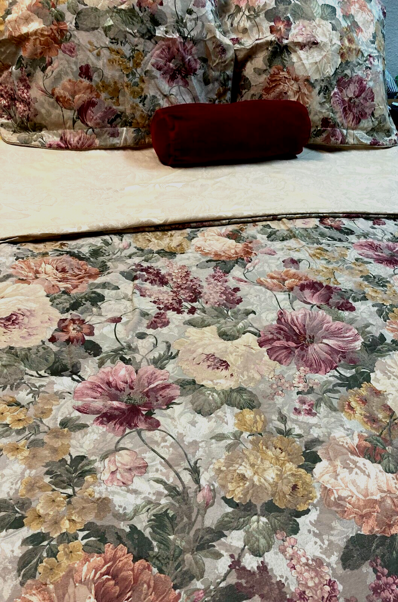 BURLINGTON Monaco Rose Multicolor Floral Jacquard Piece Duvet