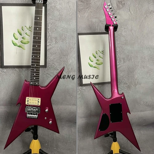 Custom Metallic Purple Iron Bird Electric Guitar Chrome Vibrato System Free Ship