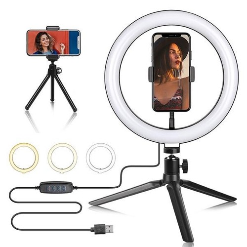10 " Ring Light Camera Tripod Mini Camera Holder Slip Clip Set - Picture 7 of 9
