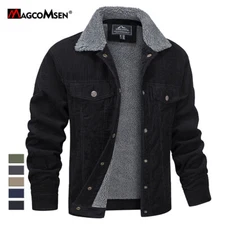 Men's Winter Warm Corduroy Jacket Sherpa Lined Trucker Jacket Casual Work Coats