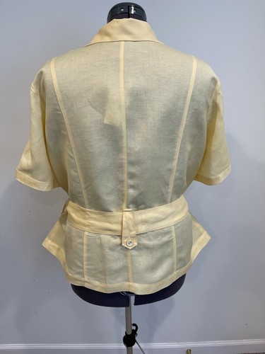 Lane Bryant Women's Size 18/20 Yellow Linen Button Down Elbow Length Blouse Top - Picture 3 of 6