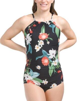 JANTZEN 14 Botanical Beauty Print High Neck Swimsuit NWT $99