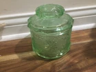 Indiana Glass Tiara Chantilly Lime Green Canister 3.5/5'' tall VINTAGE +free lid