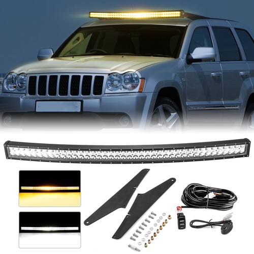Amber/White 52'' Light Bar Roof Mount Wire Kit For Jeep Grand Cherokee WJ 99-04