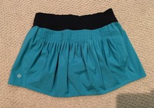 LULULEMON Run Revitalize skort skirt - surge turquoise black - sz 6  EXCELLENT