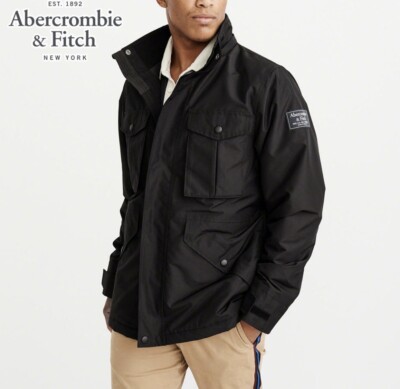 Abercrombie Men's Technical Midweight Coat Jacket XS Black Hood | eBay