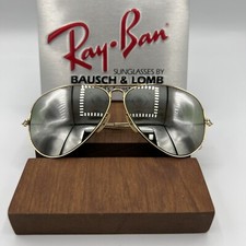 B L Ray-Ban USA 1/10 12K GF Green Double Gradient Mirrored Aviator Sunglasses 58