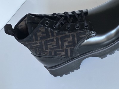 Fendi FF Black Calf Calf Leather Ankle Boots 11 US (44 Euro  display picture 3