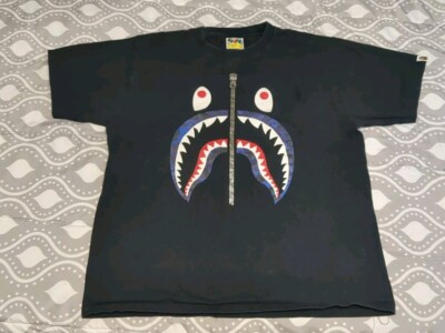 Bape A Bathing Ape Shark Purple Camo Print Large T Shirt Unisex Black Authentic