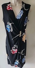 Calvin Klein Designer Dress Women 8 BlackRed Floral Sleeveless Runch Waist Sexy