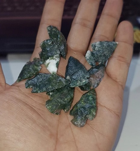 Colgante punta de flecha de ágata de musgo de cristal verde tallado de 1""-1,25"" para envolver alambre - Imagen 8 de 8