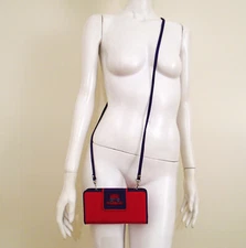 Red Hat Society Beaded Polyester Convertible Crossbody Clutch Wallet