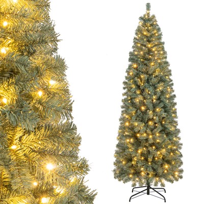 7.5 ' Artificial Xmas Tree with 724 Branch Tips 250 LED Lights 9 Lighting Modes