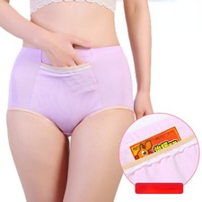 2 X Lady Cotton Briefs Underwear with Pocket High Waist Panties Comfortable Soft