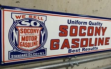 Vintage Style 18 Inch Socony NY Standard Oils Gasoline Porcelain Gas Sign