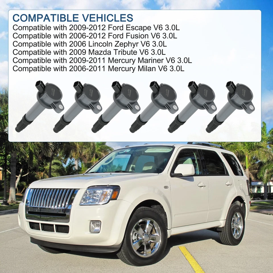 UF486 6x Ignition Coil and Spark Plug Kit Fit For 2006-2012 Ford Fusion 3.0L - Image 2 of 4