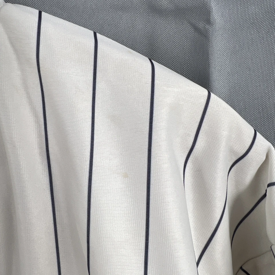 Brooklyn Xpress Baseball Shirt Jacket White Pinstripe NY Snap Front Large Vtg - Image 4 of 4