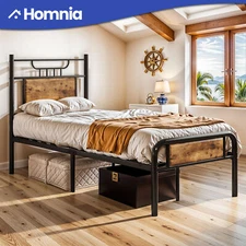 Twin Size Bed Frame Heavy Duty Metal Platform Slat Footboard Timeless Durability