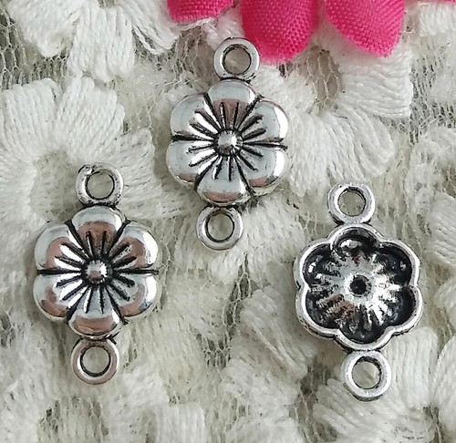 Envío Gratis 120 piezas Conectores Flor Plata Antigua 17x10mm H-3502 - Imagen 2 de 4