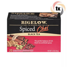 1x Box Bigelow Spiced Chai Natural Black Tea 20 Pouches Per Box 1.73oz