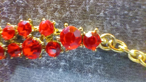 Collar babero rojo rubí cadena de oro vintage joyería de moda - Imagen 14 de 16