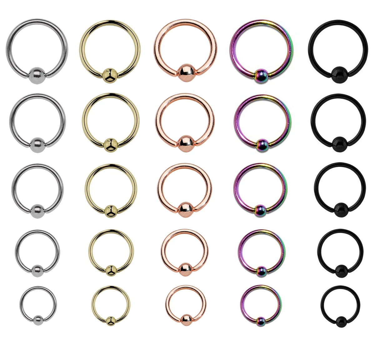Ball Closure Ring Captive Bead ring BCR Lip Nose Ear Septum Tragus Piercing CBR