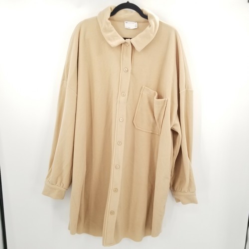 ASOS womens 18 fleece shirt jacket tan 
