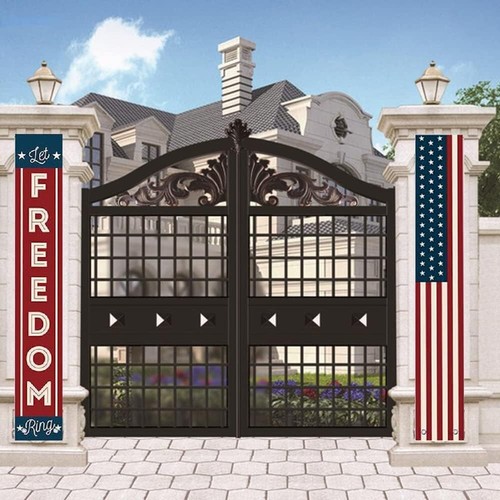 Vivid Red, White, Blue Hanging American Flag Banners for Patriotic Events - Picture 4 of 7