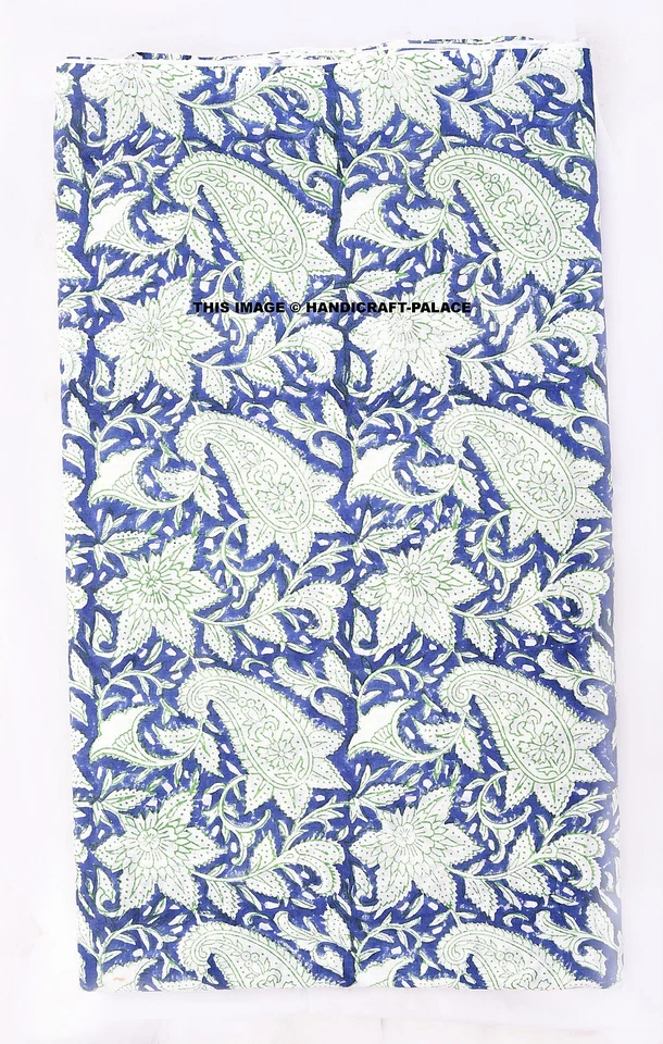 5 ярдов индийской хлопчатобумажной ткани с ручным принтом индиго Дабу Джайпури Анохи - Изображение 3 из 3