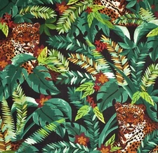 Feline Drive Fabric JAGUARS Jungle Foliage Dear Stella - Fat Quarter (18x22") FQ