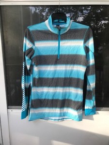  Helly Hansen Zip Underwear Frozen Blue Multi Square Women's Long SLEEVE Tops M
