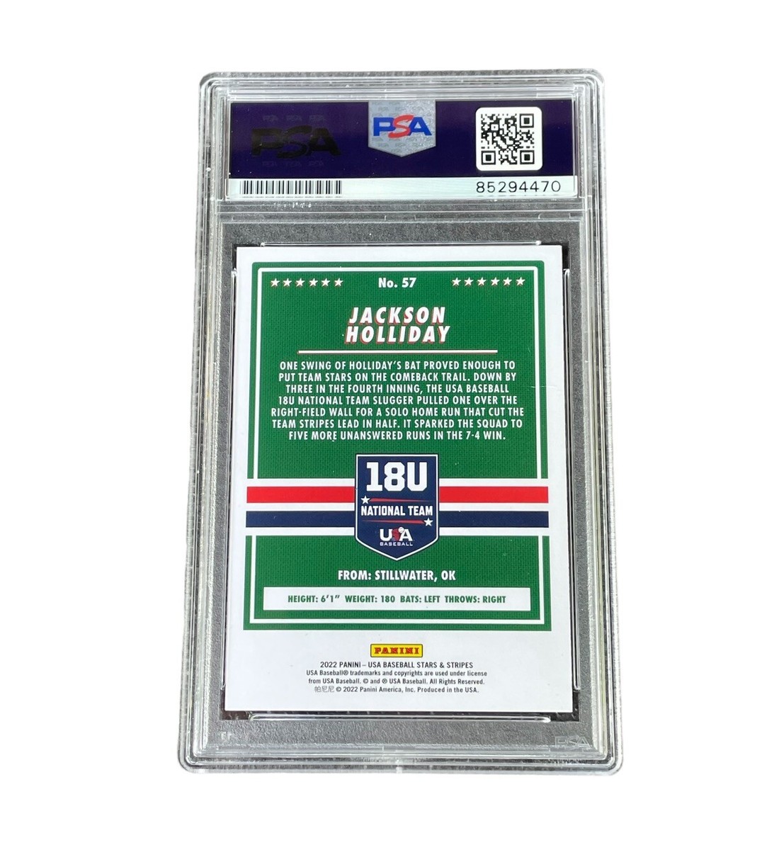 Jackson Holliday Signed Card USA Stars & Stripes AUTO Baltimore
