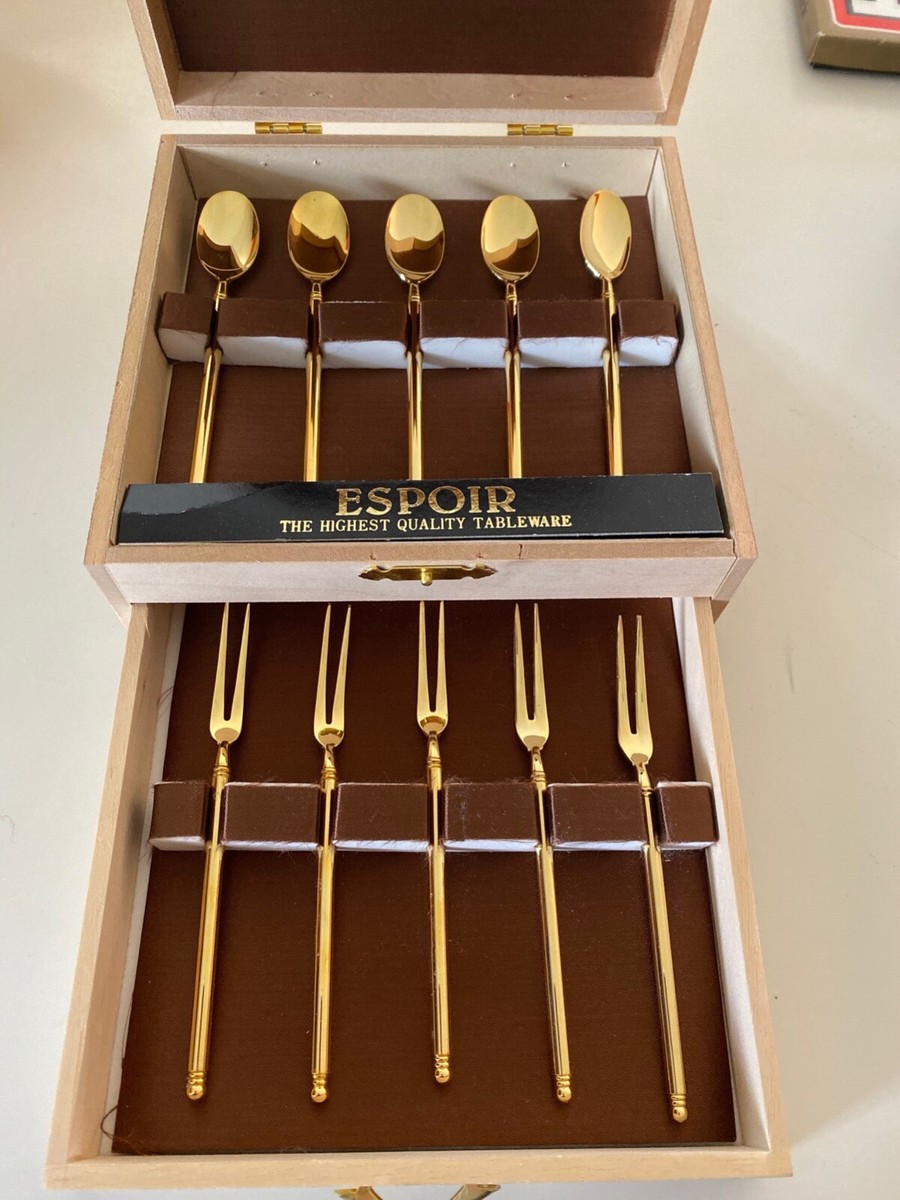 Japanese Espoir Martian Original 10 Piece Gold Plated Silverware