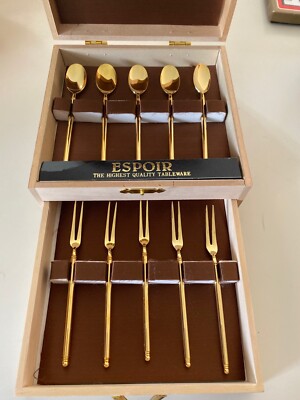 Japanese Espoir Martian Original 10 Piece Gold Plated Silverware