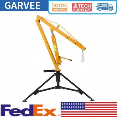 1000 LBS Hydraulic Pickup Truck Crane 360° Swivel Hitch Mounted Hoist Adjustable
