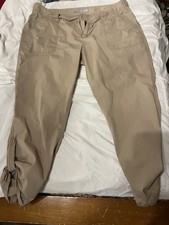Old Navy Women's Beige Cotton Pants Button Accents Zip Closure Casual