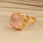 Milkey Fire Opalite Gold Plated Cushion Shape Fashion Jewelry Adjustable Ring