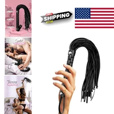 BDSM Whip for Adults 15.5 Inch Black Flogger with Durable Strands for Sensations